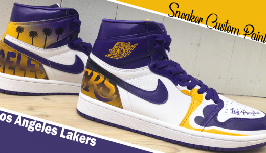 スニーカーカスタムペイント NBA Lakers Air Jordan 1